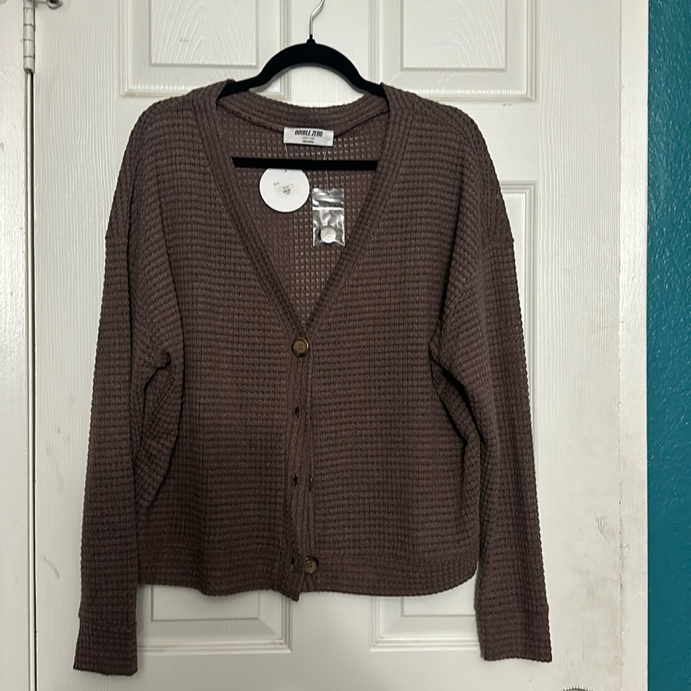 Waffle knit cardigan